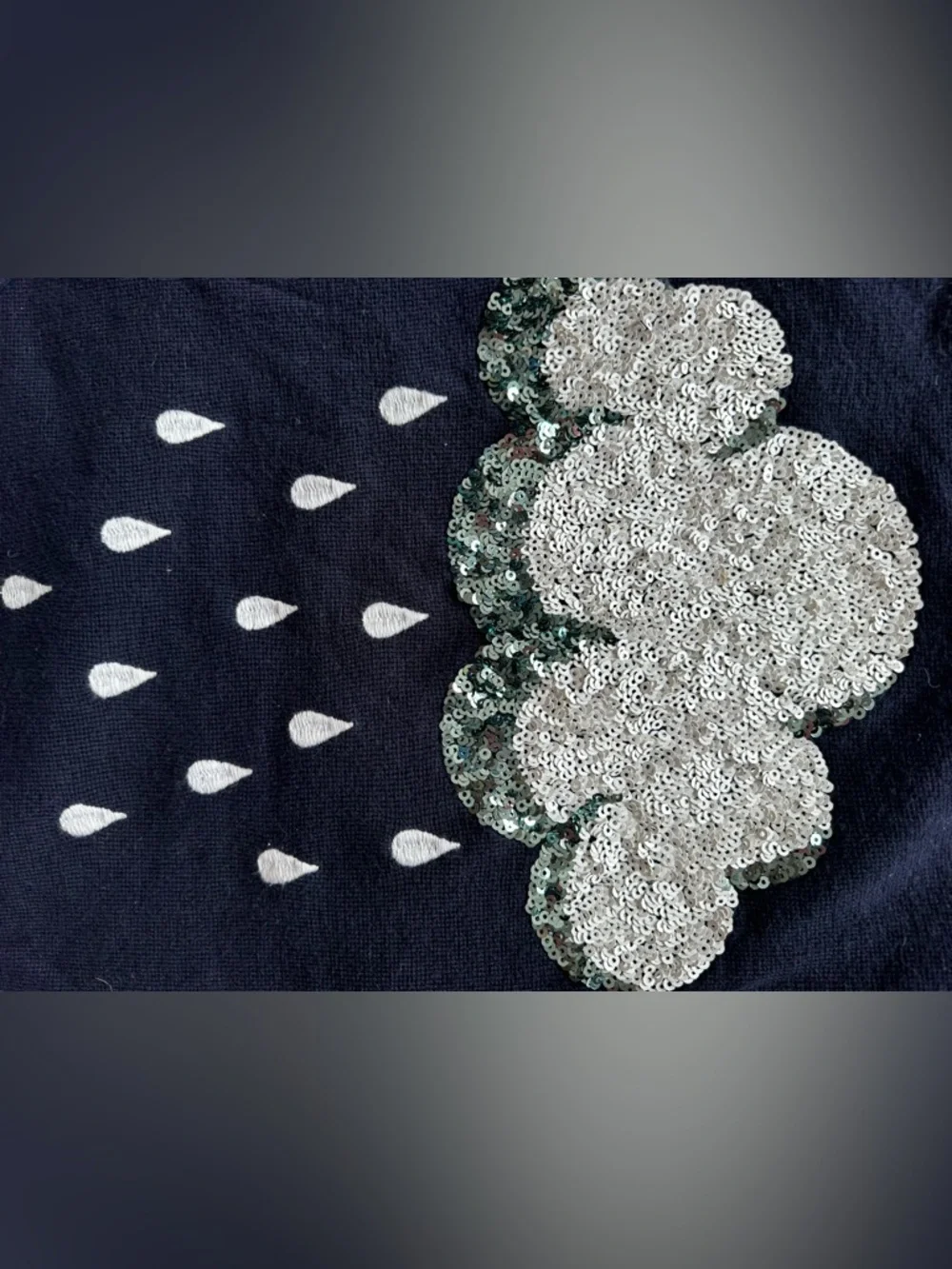 H&M Navy Sequin Cloud Cotton Sweater Crewneck M - Picture 2 of 9